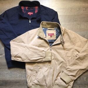 Merona Mens Jacket Set of Two Blue and Tan Barracuda Style never worn Medium